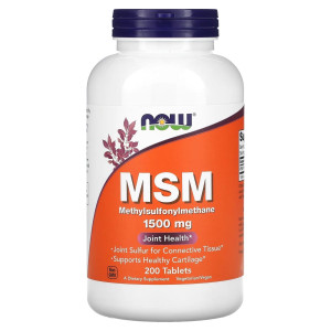 NOW, MSM 1500 мг, 200 табл (100 порций)