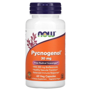 NOW, Pycnogenol 30 мг, 60 капс (30 порций)
