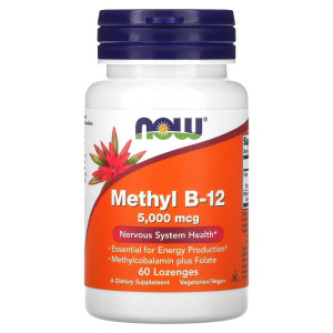 NOW, Methyl B-12 5000 мкг, 60 паст (60 порций)