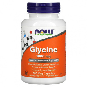 NOW, Glycine 1000 мг, 100 капс (33 порции)