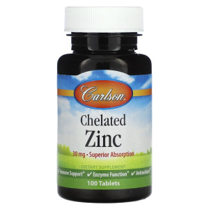 Carlson, Chelated Zinc 30 мг, 100 табл (100 порций)