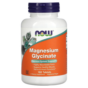 NOW, Magnesium Glycinate 100 мг, 180 табл (90 порций)