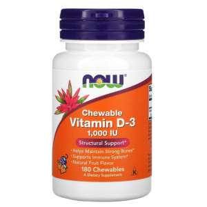 NOW, Vitamin D3 1000 МЕ, 180 жев табл (180 порций)