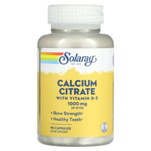 Solaray, Calcium Citrate with Vitamin D3 1000 мг, 90 капс (22 порции)