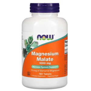 NOW, Magnesium Malate 1000 мг, 180 табл (180 порций)