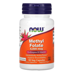 NOW, Methyl Folate 5000 мкг, 50 капc (50 порций)