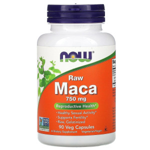 NOW, Raw Maca 750 мг, 90 капс (90 порций)